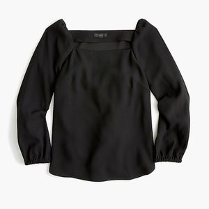J. Crew Square-neck long-sleeve top in 365 crepe